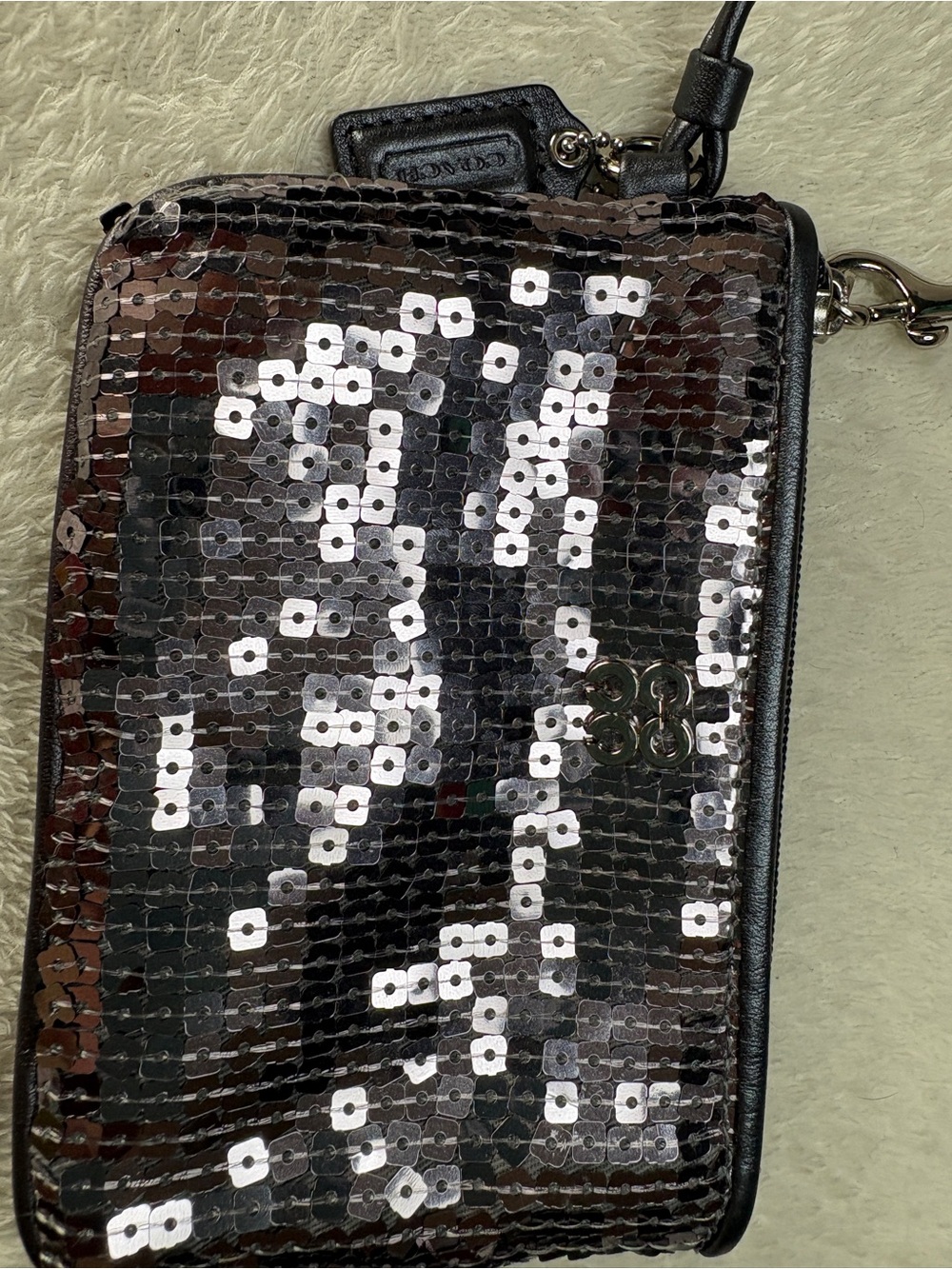 Coach Poppy Sequin Wristlet Clutch in Black - Picture 12 of 12